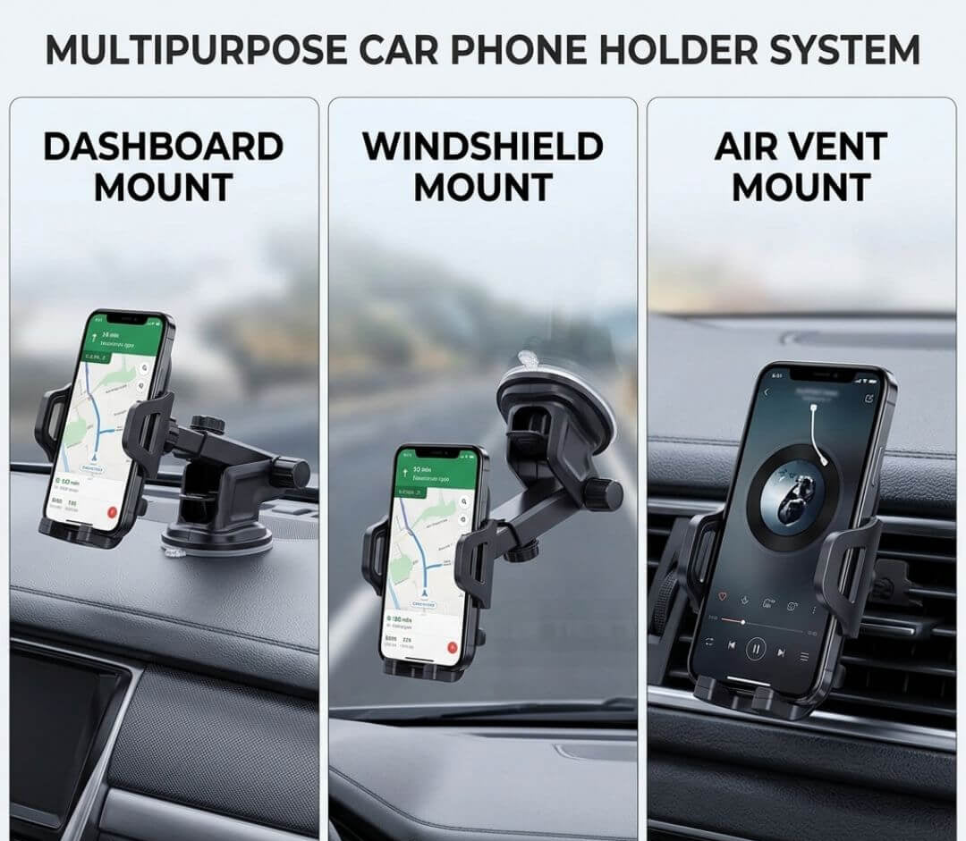 Car phone holder rotating 360 degrees for landscape view