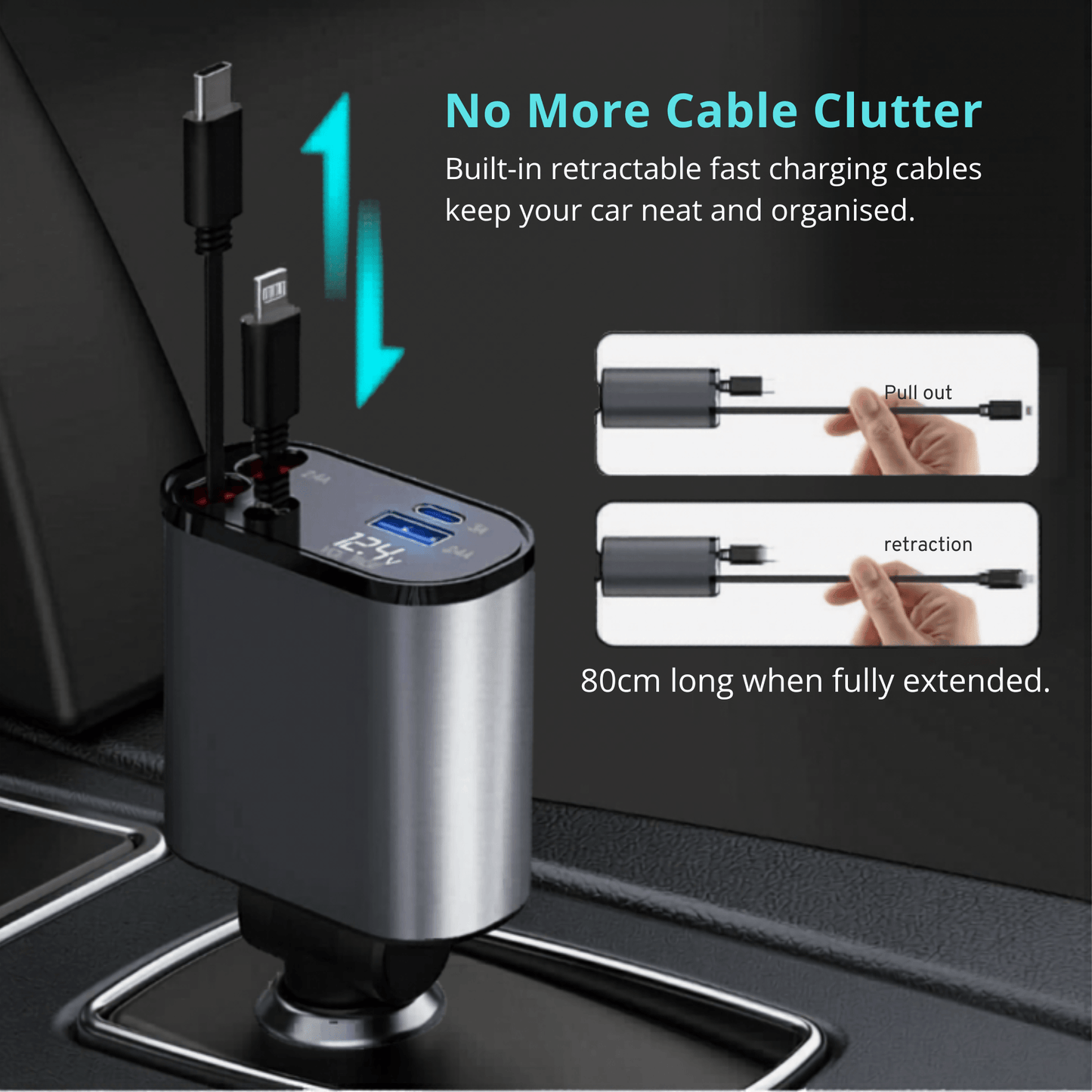 Nextro™ 4-in-1 Retractable Fast Car Charger