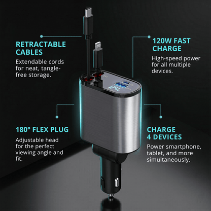 Nextro™ 4-in-1 Retractable Fast Car Charger