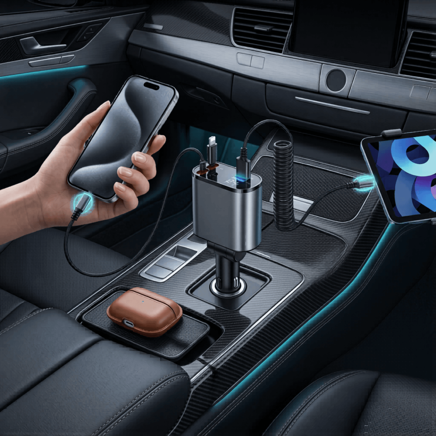 Nextro™ 4-in-1 Retractable Fast Car Charger