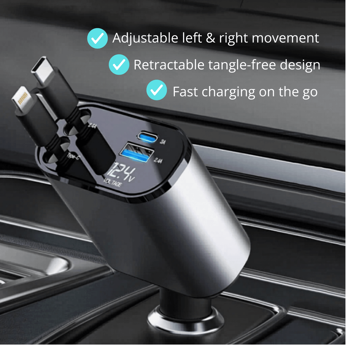 Nextro™ 4-in-1 Retractable Fast Car Charger