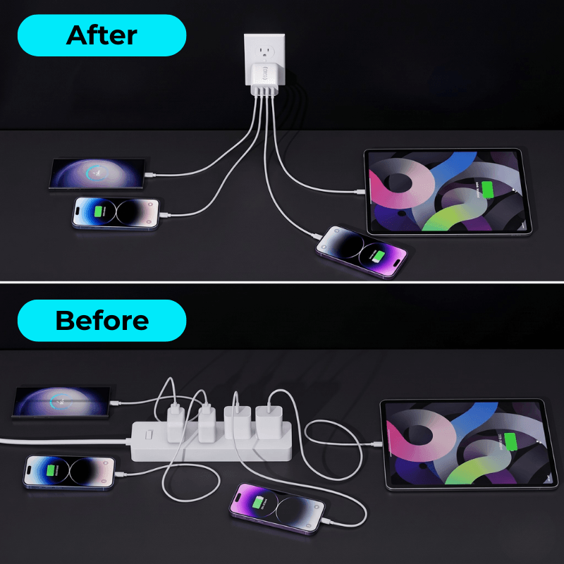 NexCharge 55W 4-Port Wall Plug